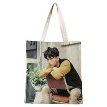 Personalizado kpop chen exo sacola de compras gráfico tote harajuku shopper bolsa de ombro lona feminina ulzzang eco 30*35cm 2024 - compre barato