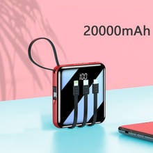 Mini Power Bank 20000mAh Cell Phone Portable Charger with Cable LED Light Powerbank For Xiaomi External Mobile Battery Poverbank 2024 - buy cheap