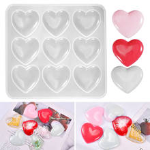 Diy crystal Epoxy 9 love heart shaped Resin mold silicone mirror pendant handmade aromatherapy plaster decoration table mold 2024 - buy cheap