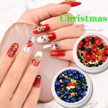 1Box Christmas Series Colorful Nail Rhinestone DIY Design Tool Nail Jewel Rivet Alloy Pearl Beads  3D Nail Art Decoration JS1-21 2024 - buy cheap