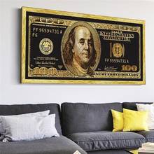 Ouro dólar inspirador arte da lona posters e cópias de prata dinheiro quadros em tela na parede da arte para sala estar 2024 - compre barato