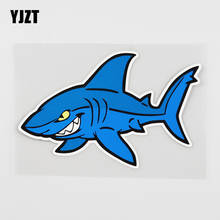 YJZT 14.3CMX9.1CM Blue Smiling Shark Car Sticker Animal Pattern Pvc Decal 6A-0072 2024 - buy cheap