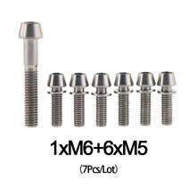 Xingxi 1xM6x35mm Titanium Bolt & 6x M5 x 16 18 20mm Conical Head with Washer Ti Screws for Stems for Bicycle Headset Caps 2024 - buy cheap