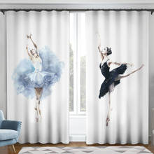 Branco nórdico Cortinas Para Sala de estar Cortinas Parágrafo Dormitorio Ballet Dancing Girl занавески Blackout Cortina Para O Quarto 2024 - compre barato