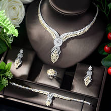 HIBRIDE Vintage Cubic Zirconia Necklace Earring Set African Nigerian Wedding jewelry Sets for Women Dubai Bridal Jewelry N-1117 2024 - buy cheap