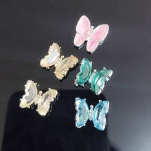 Decorações de unha de borboleta voadora 3d, acessórios de manicure de liga dourada/prateada, cristal de zircônia, 1 peça 2024 - compre barato