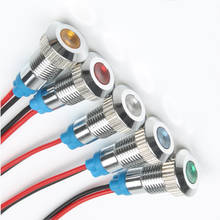 10 pces conduziu a luz indicadora 8mm impermeável do ponto da lâmpada do sinal da luz do metal com fio vermelho amarelo azul verde branco único/cor dobro