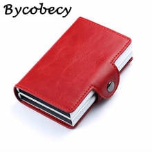 Bycobecy 2019 Smart Wallet RFID Protector Credit Card Holder Aluminum Double Boxes High Quality PU Leather Fashion Women Purse 2024 - buy cheap