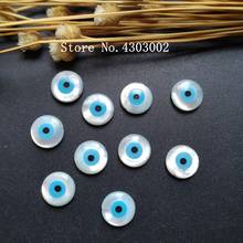 10pcs/lot 10mm Natural  Round Blue Evil Eye Mother of Pearl shell for DIY Jewelry  Round Cut MOP Pearl Shell Beads 2024 - buy cheap