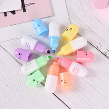 6 pcs/set  Cute face Graffiti marker pen Mini Pill shaped  highlighter pens Korean stationery school office supplies 2024 - buy cheap