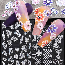 5D Acrylic Engraved Nail Sticker Embossed White Flower Fish Scale Butterfly Snowflake Rabbit Manicure Decal Slider SAXF5D001-021 2024 - buy cheap