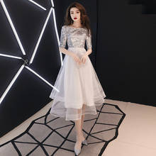 Fashion O-Neck Women Sequin Wedding Party Dress Luxury Elegant Banquet Short Oriental  Slim Prom Gowns Vestido XS-3XL 2024 - buy cheap