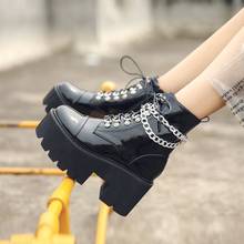 Thick-soled Martin boots women's autumn 2021 new wild punk side zipper thin short boots handsome high-heeled boots 2024 - buy cheap