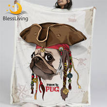 Blesslife, пиратский мопс, одеяло, мультяшная собака, плюшевое одеяло для детей, для спальни, коричневое, на заказ, одеяло 150x200 см, Mantas De Cama 2024 - купить недорого