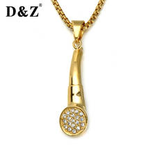 D&Z Shiny Rhinestone Earphone Necklaces Pendants 316L Stainless Steel Headset Necklace For Men Fashion Bijoux 2024 - buy cheap