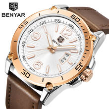 BENYAR-reloj analógico de cuero para hombre, accesorio de pulsera de cuarzo resistente al agua con cronógrafo, complemento Masculino deportivo de marca de lujo con diseño moderno y estilo informal 2024 - compra barato