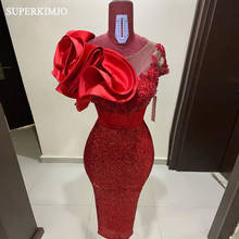 SuperKimJo-vestido De Noche rojo brillante, 2021, Vestidos De Fiesta De Noche Elegantes, Modesto corte De sirena, vestido Formal De encaje 2022 2024 - compra barato