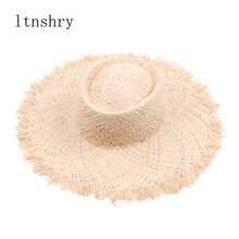 fashion spring summer Wide eaves beach hat for women Concave top raffia straw big brim sun hat Wholesale Jazz Solid color 2024 - buy cheap