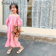 Spring Summer Girls Dress Baby Vestidos Kids Blouse Dress Children Clothes Fashion Big Ruffle Bottom Puff Sleeve 3 To 8 Yrs 2024 - buy cheap