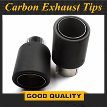 1 pcs Car styling Exhaust Tail Pipes Matte Carbon Muffler Tip Tail End Universal Stainless Steel Curly Sandblasting 2024 - buy cheap