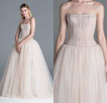 Light Pink Prom Dresses Strapless Tulle Corset Formal Evening Dress Custom Made A Line Fairy Party Gowns Long 2024 - buy cheap