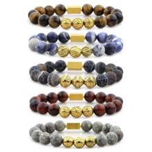 10mm Natural Stone Bead Stretch Bracelet for Men Women Stainless Steel Gold Beads Eagle Eye Stone Yoga Jewelry Gifts 2024 - buy cheap