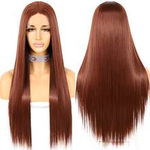 Ginger Red Synthetic Lace Wig Futura Fiber T Part Long Straight Wig for Women Party Daily Use High Temperature Cosplay Make Up 2024 - buy cheap