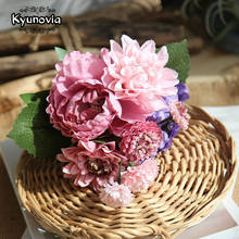 Kyunovia-ramo De Novia para dama De honor, flores De peonías para decoración del hogar, plantas, ramo De boda, Ramos De Novia púrpura D145 2024 - compra barato