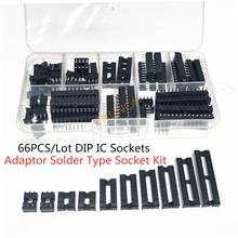 66 Pçs/lote DIP IC Sockets Adaptador de Solda Tipo Soquete Kit 6,8,14,16,18,20,24,28 pinos + Box 2024 - compre barato
