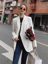 Женский двубортный блейзер с лацканами, белый Повседневный пиджак в британском стиле, модель zh271, 2021 2024 - купить недорого