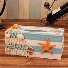 Caixa de papel mediterrânea para guardanapo, criativa em madeira, bandeja dispensadora de papel, decoração para casa ou hotel wj111846 2024 - compre barato