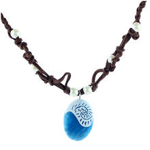 Colares moana de pedra azul com corda, gargantilha feminina de couro e camurça, pingente, joia para presente 2024 - compre barato
