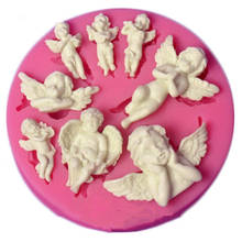 Anjo bebê rosa molde de silicone moldes de chocolate doces fondant bolo ferramentas de decoração diy bolo pastelaria moldes para assar 2024 - compre barato