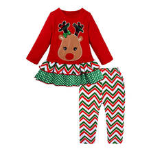 Conjunto de roupas de natal para meninas, conjunto de 2 peças de roupas de natal para bebês meninas quente blusa de manga longa + calça 1 2 3 4 5 6 anos 2024 - compre barato