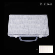 Caja de almacenamiento de accesorios para pintura de diamantes, contenedor de cuentas, mosaico de piedra bordada, 64 botellas 2024 - compra barato