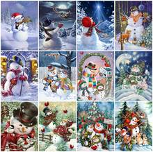 AZQSD 5D diamante pintura muñeco de nieve de invierno Cruz puntada de bordado de diamantes para Navidad de dibujos animados mosaico decoración del hogar 2024 - compra barato