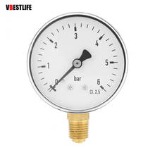 Best Selling 1/4" NPT Side Mount 2.3" Face 6 Bar Mini Pressure Gauge Dial Air Compressor Meter Hydraulic Pressure Tester Gauge 2024 - buy cheap