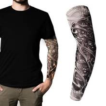 Arm Warmers Temporary Tattoo Sleeves Tattoos Full Long Slip Arm Tattoo Sleeve Kit Elastic Nylon Glove Tattoos Black Skull Design 2024 - buy cheap