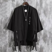Harajuku Kimono Pants 2020 Men Japanese Thin Kimono Streetwear Traditional Cardigan Samurai Yukata Haori Obi Kimonos 10802 2024 - buy cheap