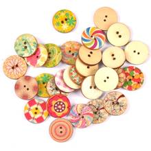 50pcs Mixed Painting Wooden Buttons For Clothing Scrapbooking Crafts Diy Sewing Apparel Accessories Apparel Supplies 15/20/25mm 2024 - buy cheap