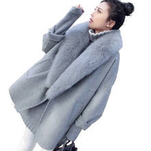 Abrigo de lana holgado con cuello de piel para mujer, abrigo largo, versión coreana, modelos de otoño y primavera, novedad, popular, 2020 2024 - compra barato