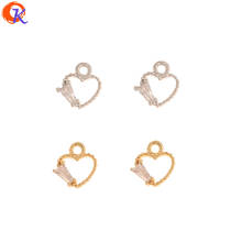 Cordial Design 50Pcs 7*7MM Jewelry Accessories/Pendant/DIY Earrings Making/Genuine Gold Plating/Heart Shape/Hand Made/CZ Charms 2024 - buy cheap