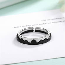 Korean Style Tibetan Sliver Mountain League Oath Couple Rings Promise Love Black&Sliver Color Wave Lover's Adjustable Rings R264 2024 - buy cheap