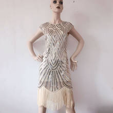 1920s Vintage Sequins Beaded Midi Dress Women Shiny Fringe Sleeveless Pencil Dress Great Gatsby Costume Flapper Tassel For Lady 2024 - buy cheap