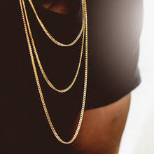 Collares de Hip Hop para hombre y mujer, collar de acero inoxidable de Color dorado, collar de eslabones cubanos de 3MM, gargantilla de cadena de rapero, joyería C023 2024 - compra barato