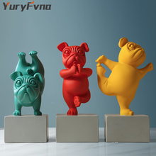 YuryFvna Lovely Cartoon French Bulldog Statue Ornaments Animal Statue Desktop Decor Resin Figurines Crafts Children's Room Decor 2024 - buy cheap