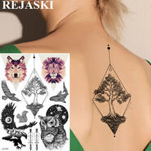 REJASKI Geometric Tree Owl Eagle Galaxy Temporary Tattoos Sticker Lion Wolf Triangle Fake Tatoos Art Custom Tattoo For Women Men 2024 - buy cheap