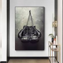 Sala de esportes luvas de boxe pintura em tela quadros pôsteres impressos arte de parede para sala de estar decoração de casa (sem moldura) 2024 - compre barato