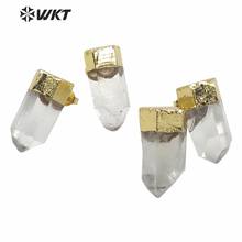 WT-E640 WKT Wholesale clear stone earrings stud high quality sepcial crystal quartz earrings stud with gold plated 2024 - buy cheap