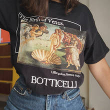 Pintura a óleo do nascimento de venus, camiseta feminina impressa estilo anjo e garotas vintage chique 2024 - compre barato